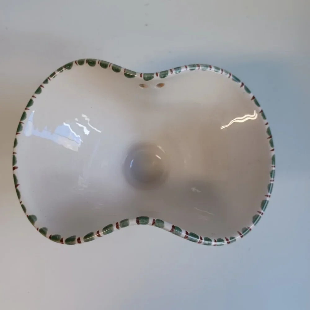Vintage Ulmer Keramik Basket and Dish Hand Painted Floral Pottery Missing Handle